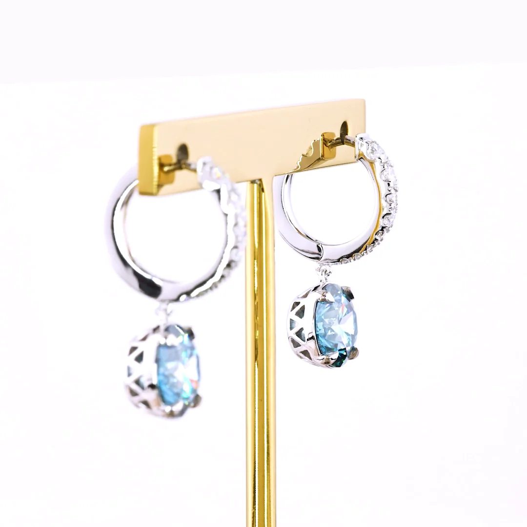 5.19 Cts 14k White Gold Round Shape Hanging Earring - Image 4