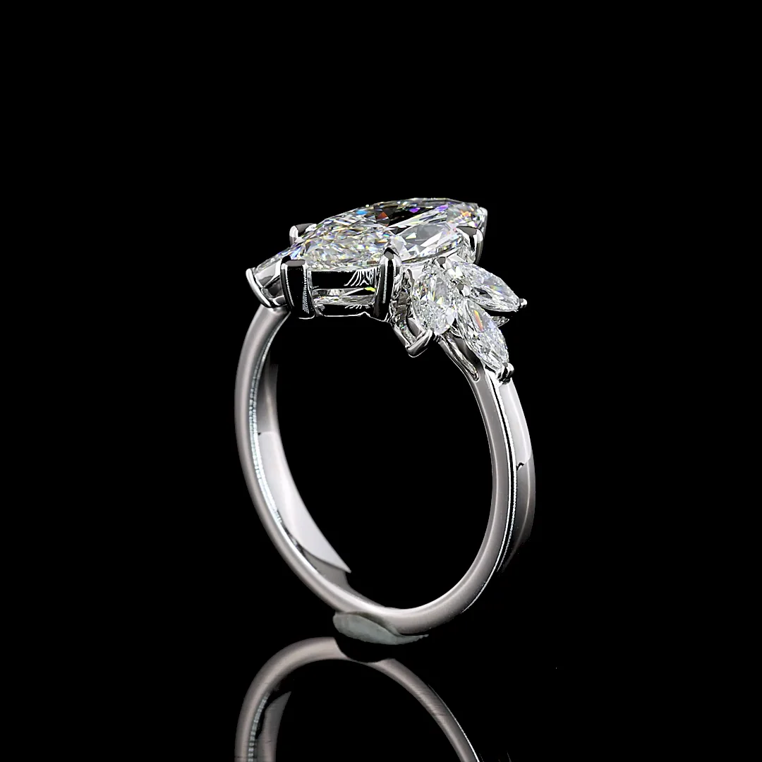 2.71 Cts 14k White Gold Marquise Shape Special Ring - Image 2