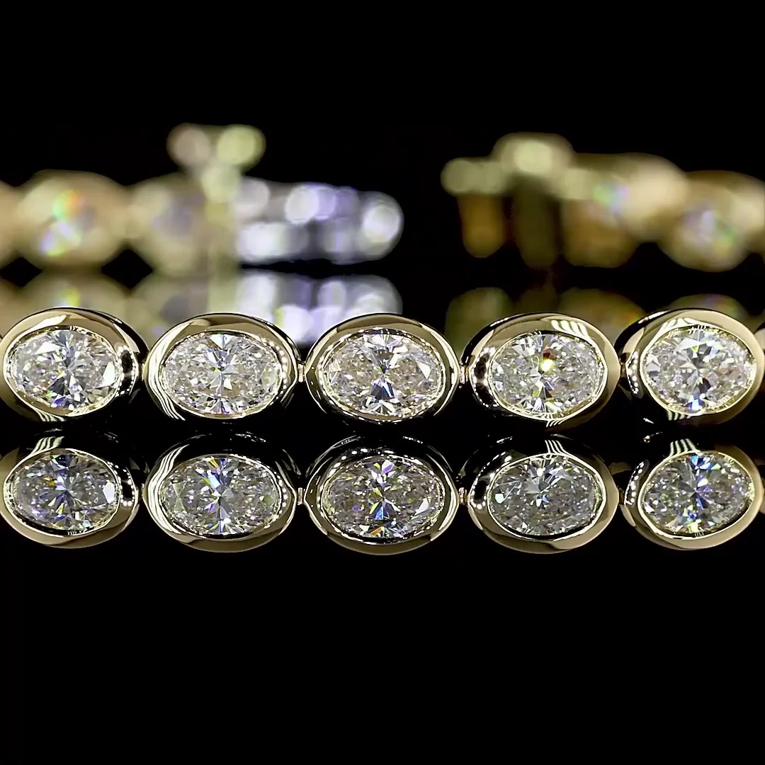 3.63 Cts 14k Yellow Gold Oval Shape Tennis Bracelet - Image 2