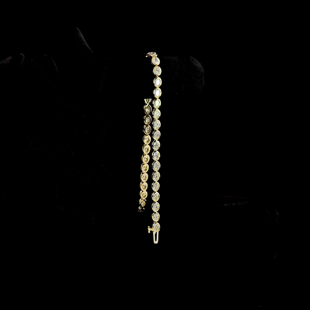 3.63 Cts 14k Yellow Gold Oval Shape Tennis Bracelet - Image 3