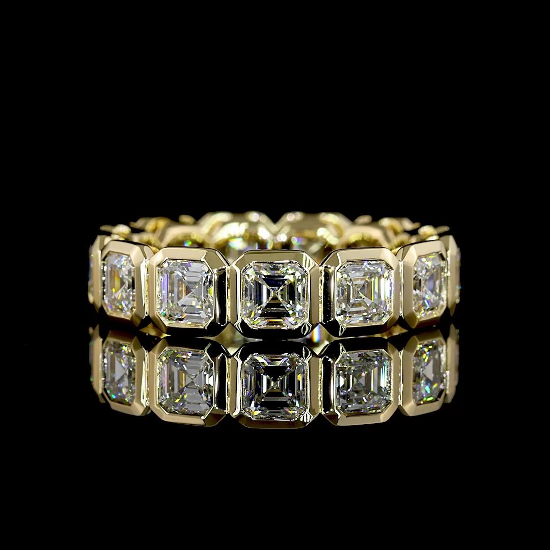 3.92 Cts 14k Yellow Gold Asscher Shape Eternity Band Eternity Band - Video