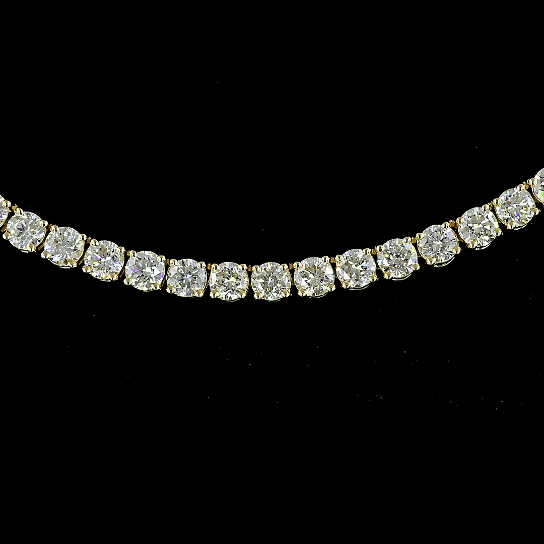 6.97 Cts 14k Yellow Gold Round Shape Tennis Necklace - Image 3