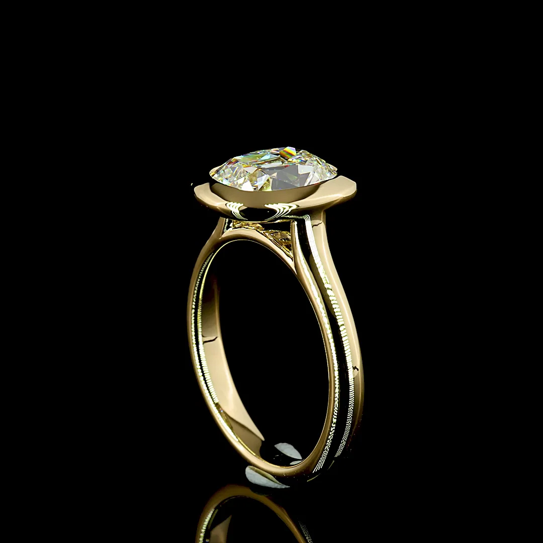 2.3 Cts 14k Yellow Gold Antique Cushion Shape Solitaire Ring - Image 2