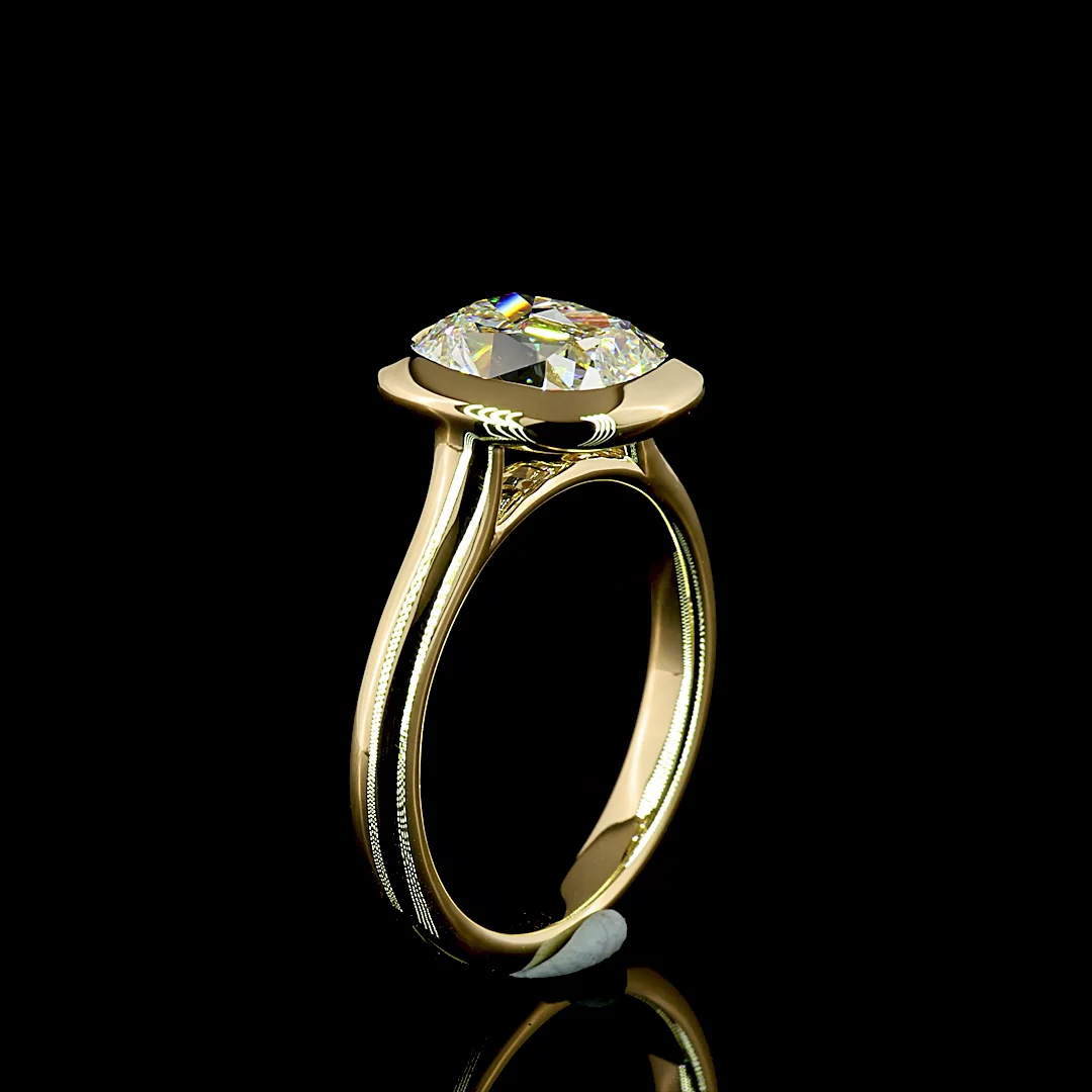 2.3 Cts 14k Yellow Gold Antique Cushion Shape Solitaire Ring - Image 4