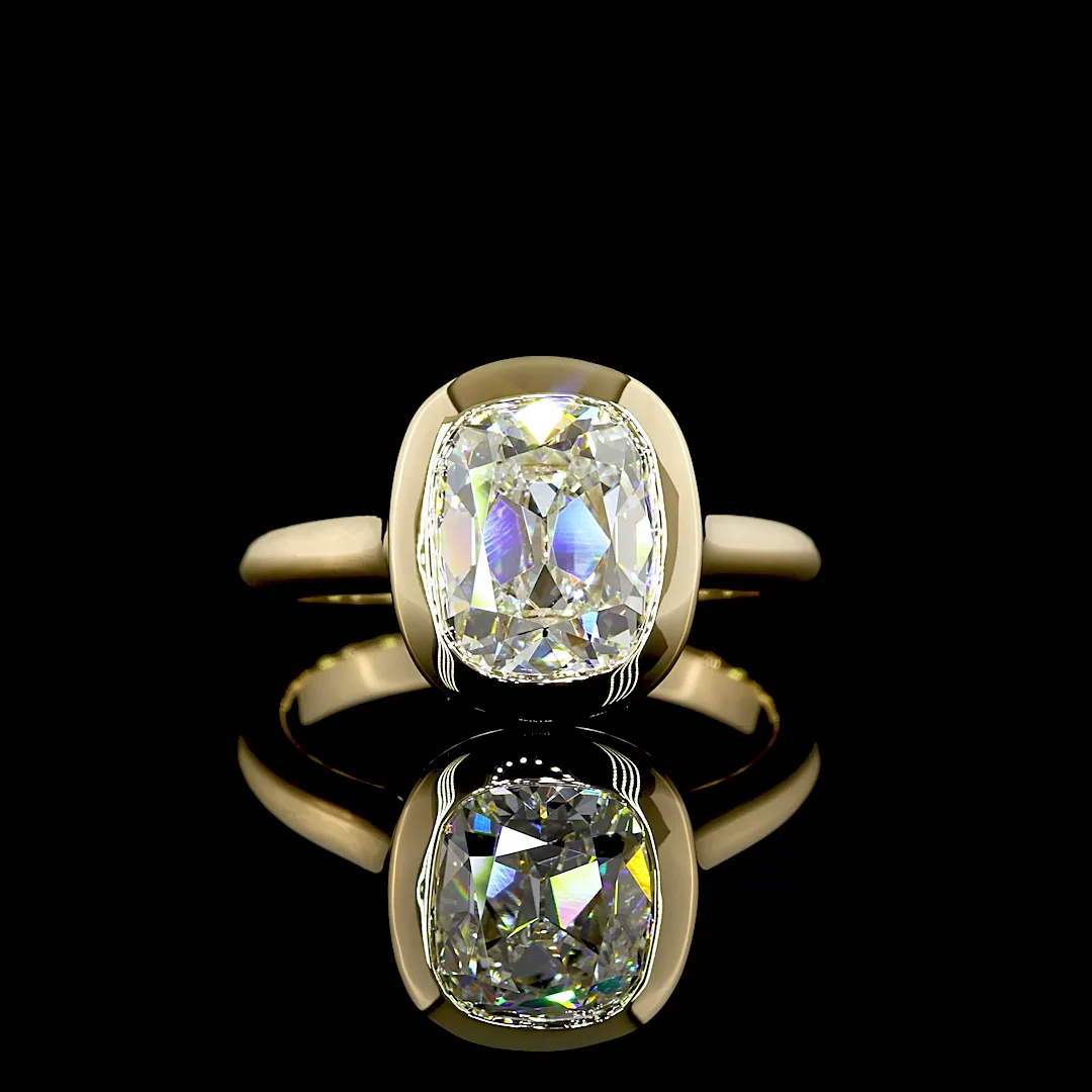 2.3 Cts 14k Yellow Gold Antique Cushion Shape Solitaire Ring - Video