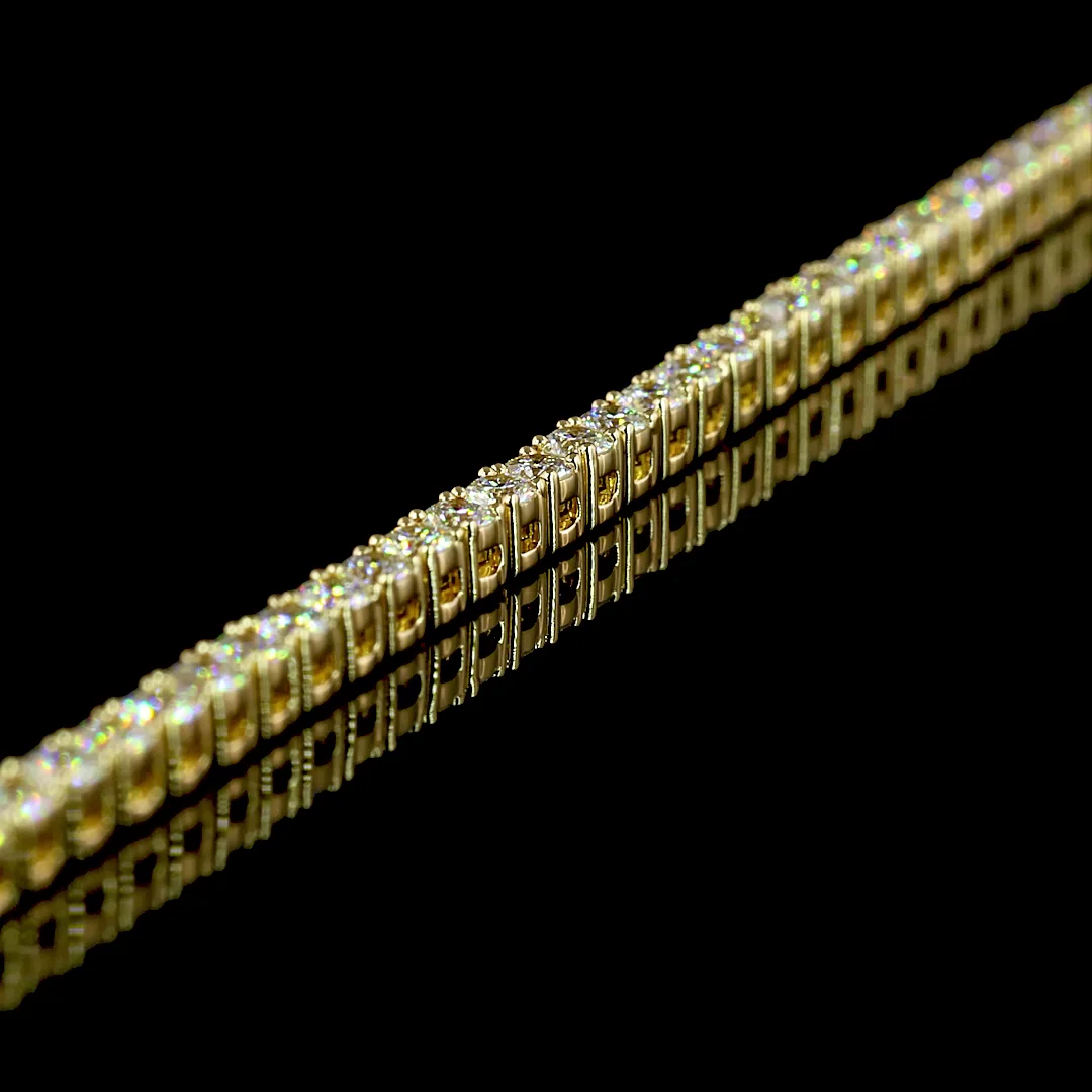 4.47 Cts 14k Yellow Gold Round Shape Tennis Necklace - Image 4