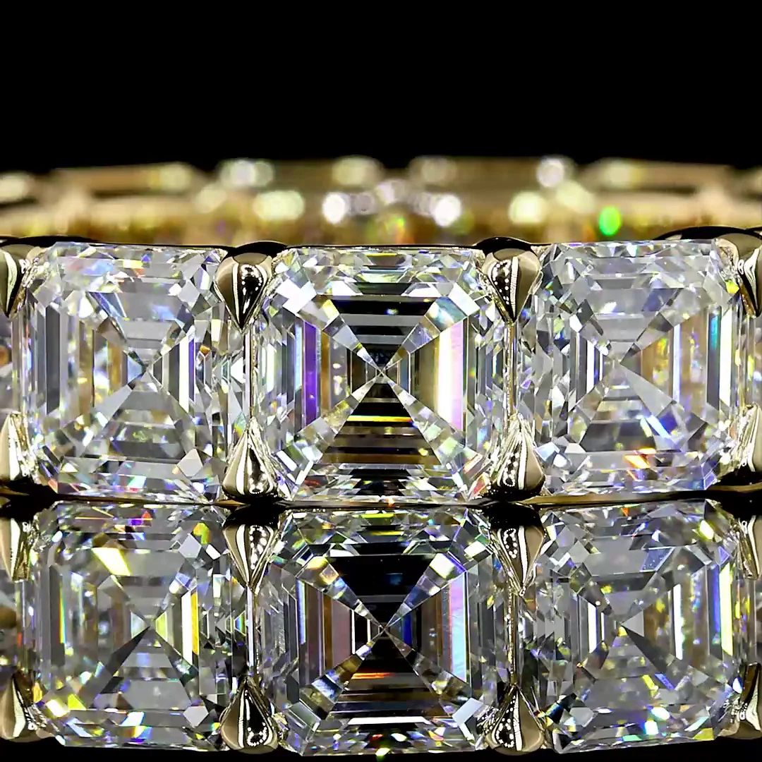 7.96 Cts 14k Yellow Gold Asscher Shape Eternity Band Eternity Band - Image 3