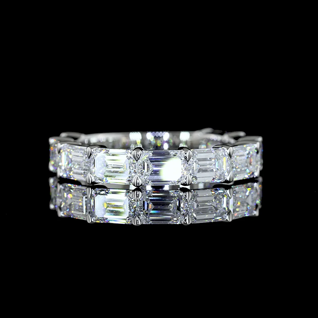 3.99 Cts Platinum Emerald Shape 3/4 Band Eternity Band - Video