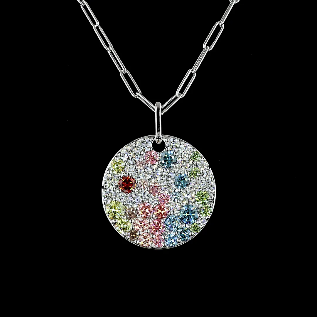 5.22 Cts 14k White Gold Round Shape Pendant Pendant - Image 3