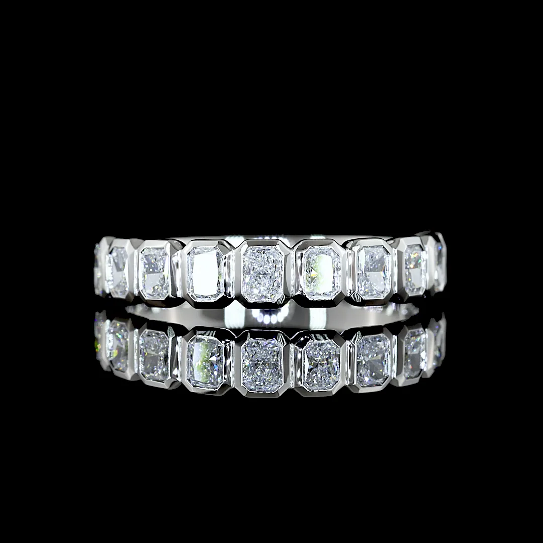 1.06 Cts Platinum Radiant Shape Half Eternity Eternity Band - Video