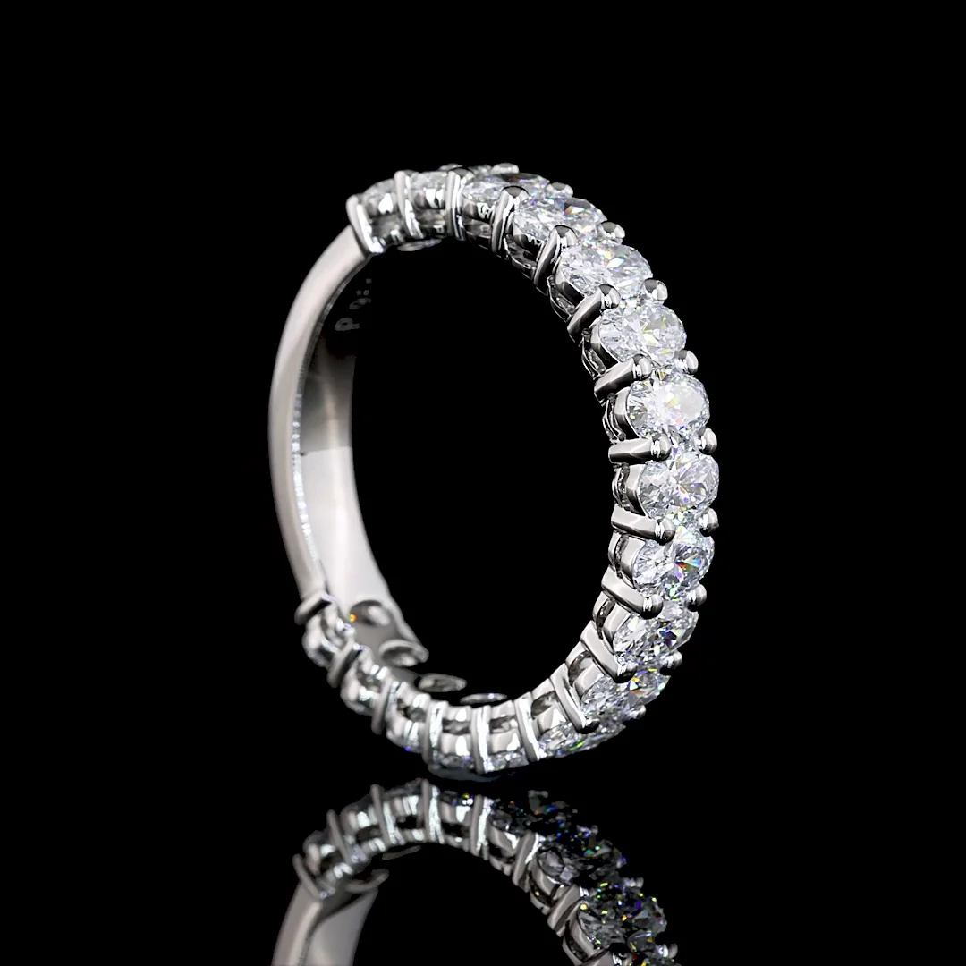 1.85 Cts Platinum Oval Shape 3/4 Band Eternity Band - Image 2