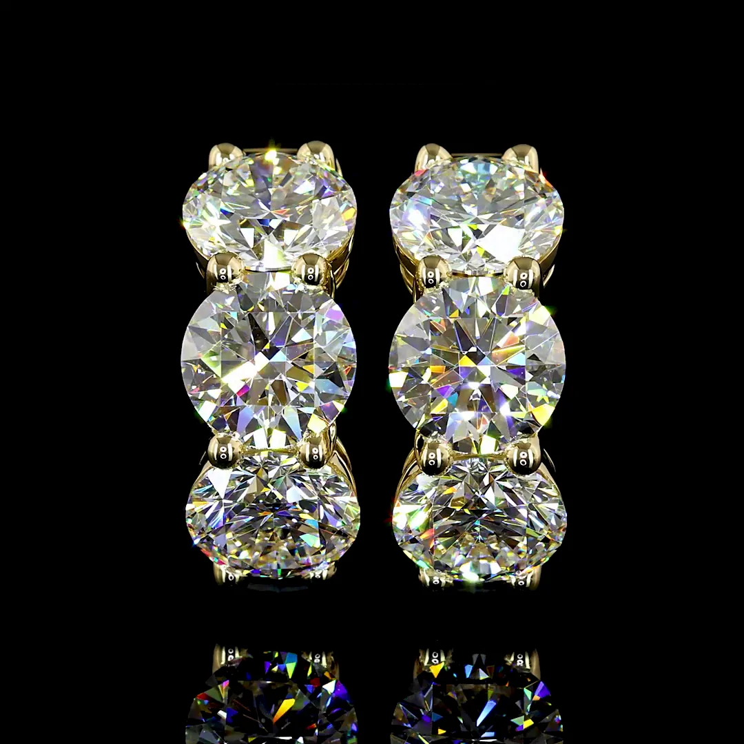 6.15 Cts 14k Yellow Gold Round Shape Huggies Earring - Video