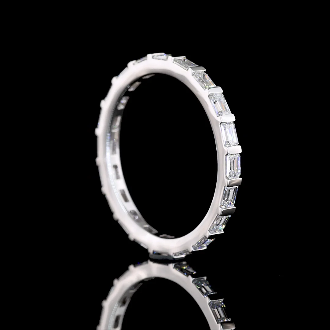 1.15 Cts 14k White Gold Emerald Shape Eternity Band Eternity Band - Image 2