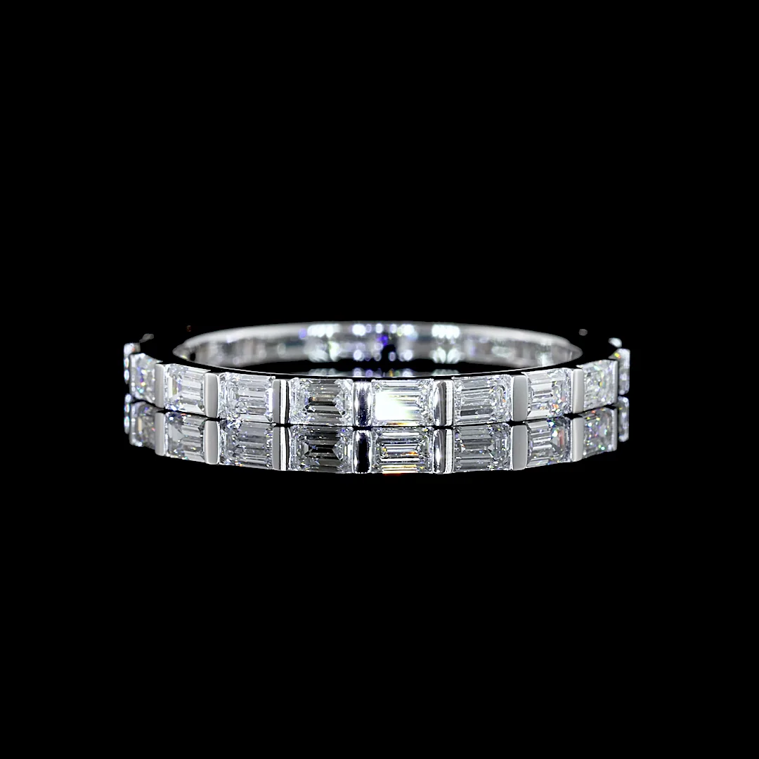 1.15 Cts 14k White Gold Emerald Shape Eternity Band Eternity Band - Video