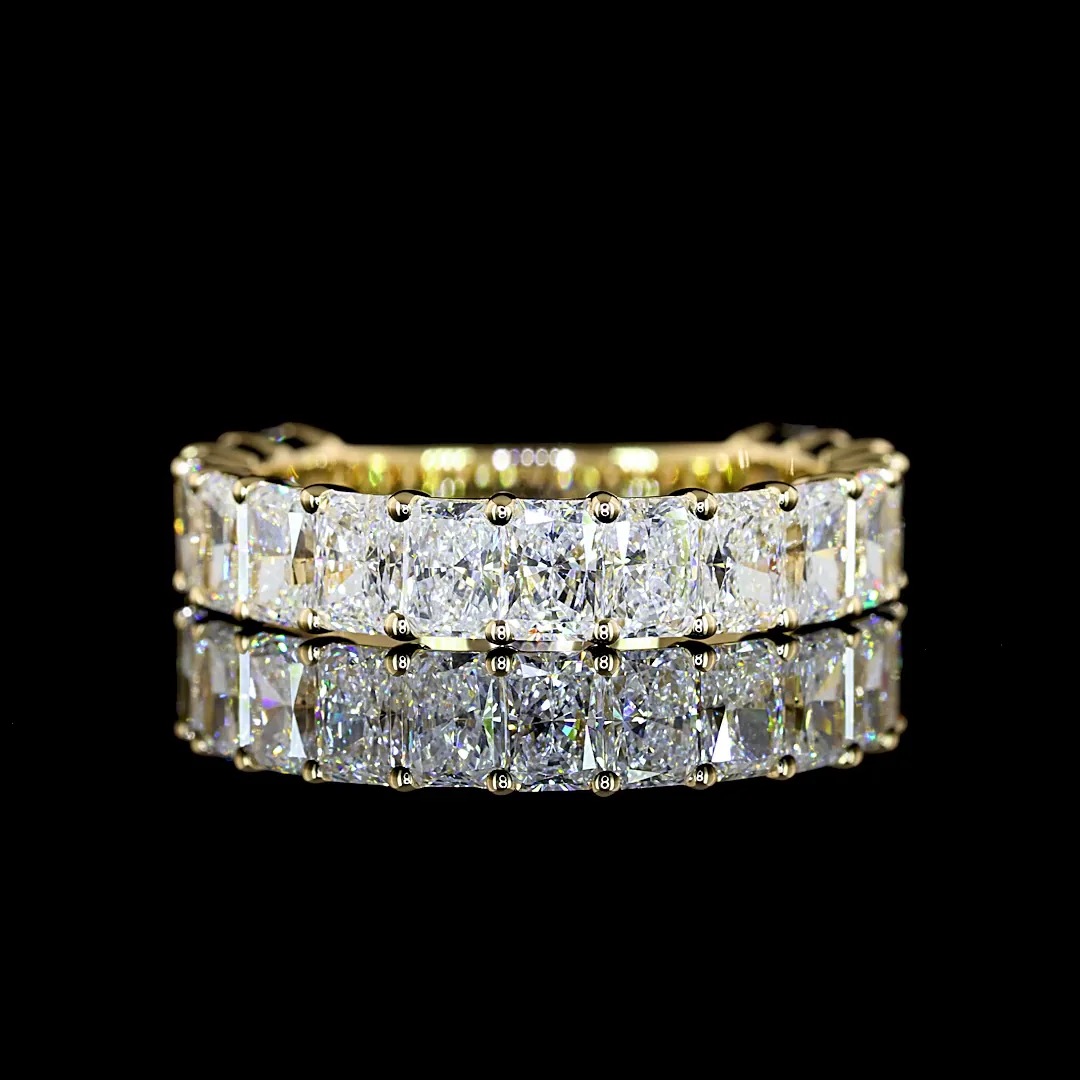 2.99 Cts 14k Yellow Gold Radiant Shape 3/4 Band Eternity Band - Video