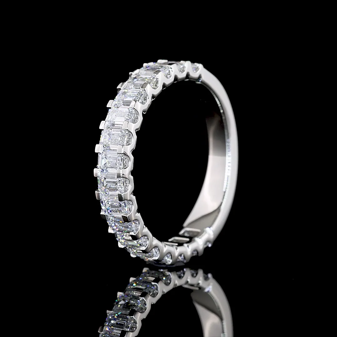 1.65 Cts Platinum Emerald Shape 3/4 Band Eternity Band - Image 4