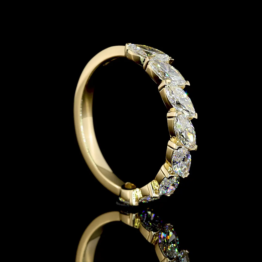 1.51 Cts 14k Yellow Gold Marquise Shape Half Eternity Eternity Band - Image 2