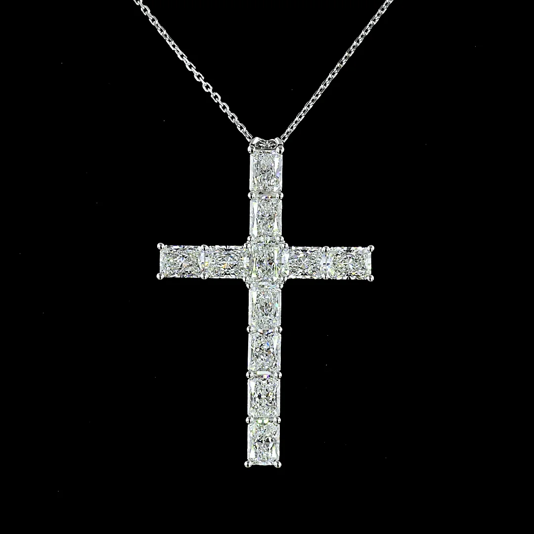 5.55 Cts 14k White Gold Radiant Shape Symbol Pendant - Image 3