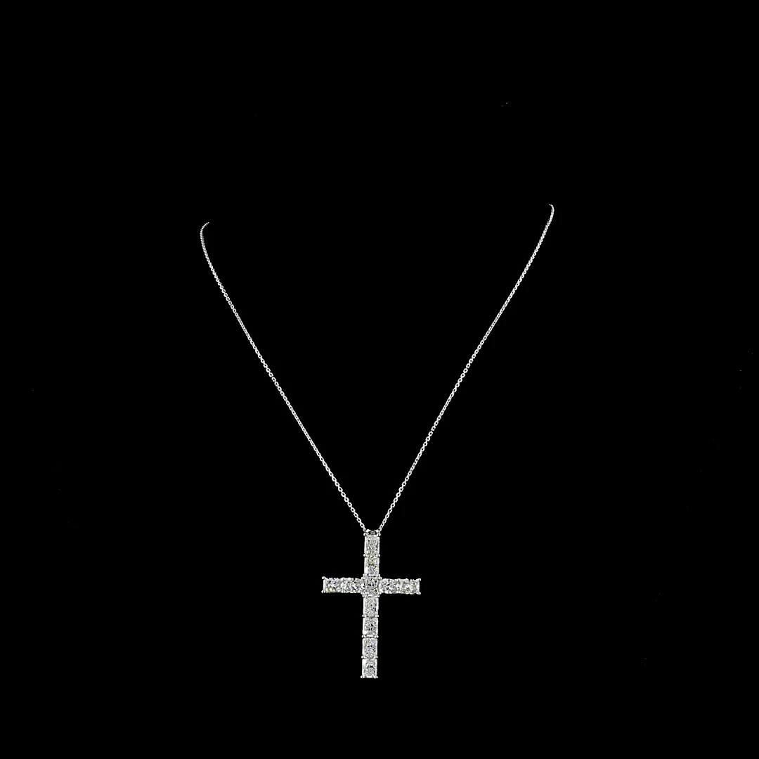 5.55 Cts 14k White Gold Radiant Shape Symbol Pendant - Video