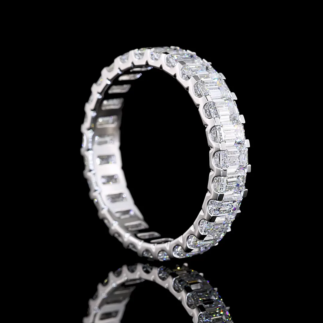4.08 Cts 14k White Gold Emerald Shape Eternity Band Eternity Band - Image 2