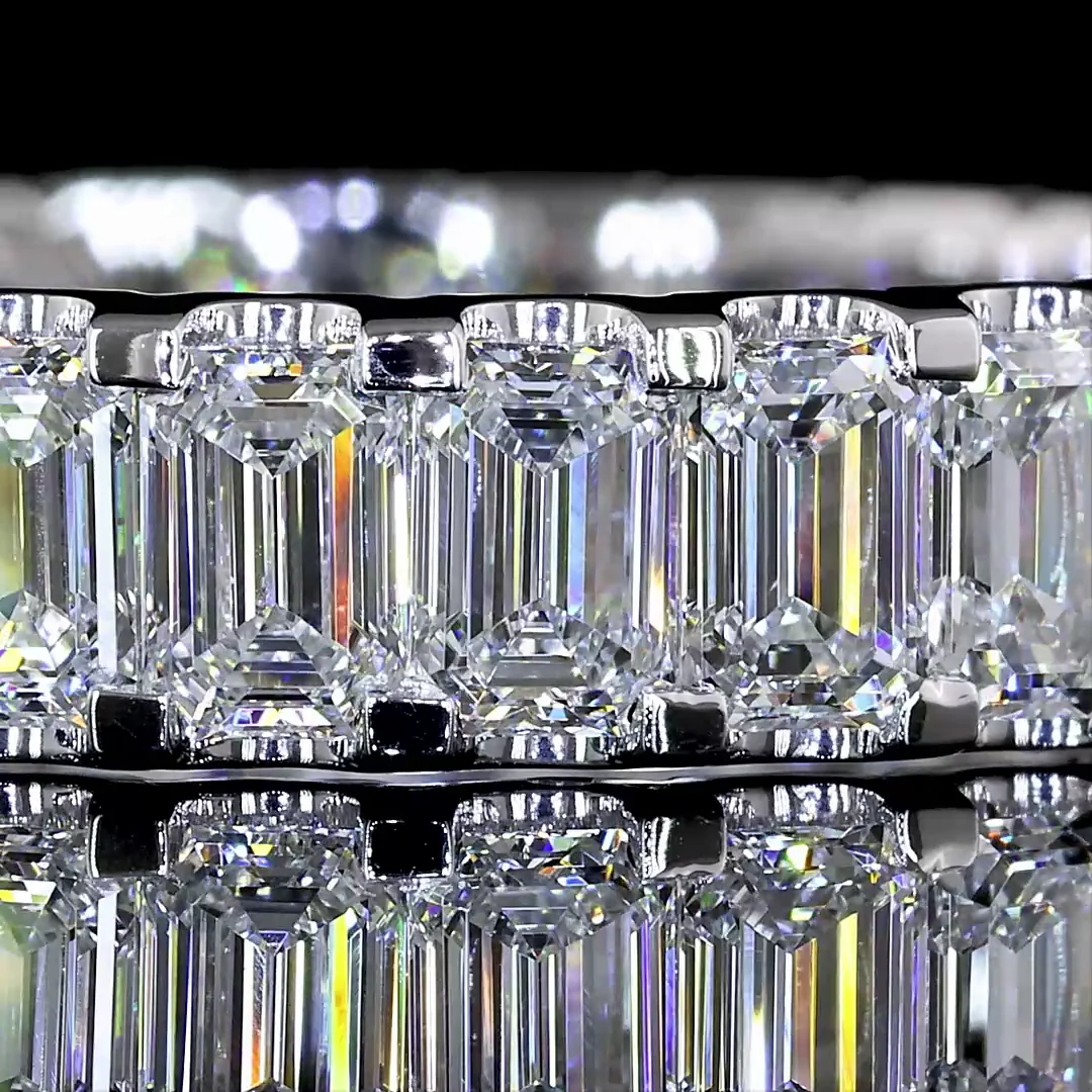 4.08 Cts 14k White Gold Emerald Shape Eternity Band Eternity Band - Image 3