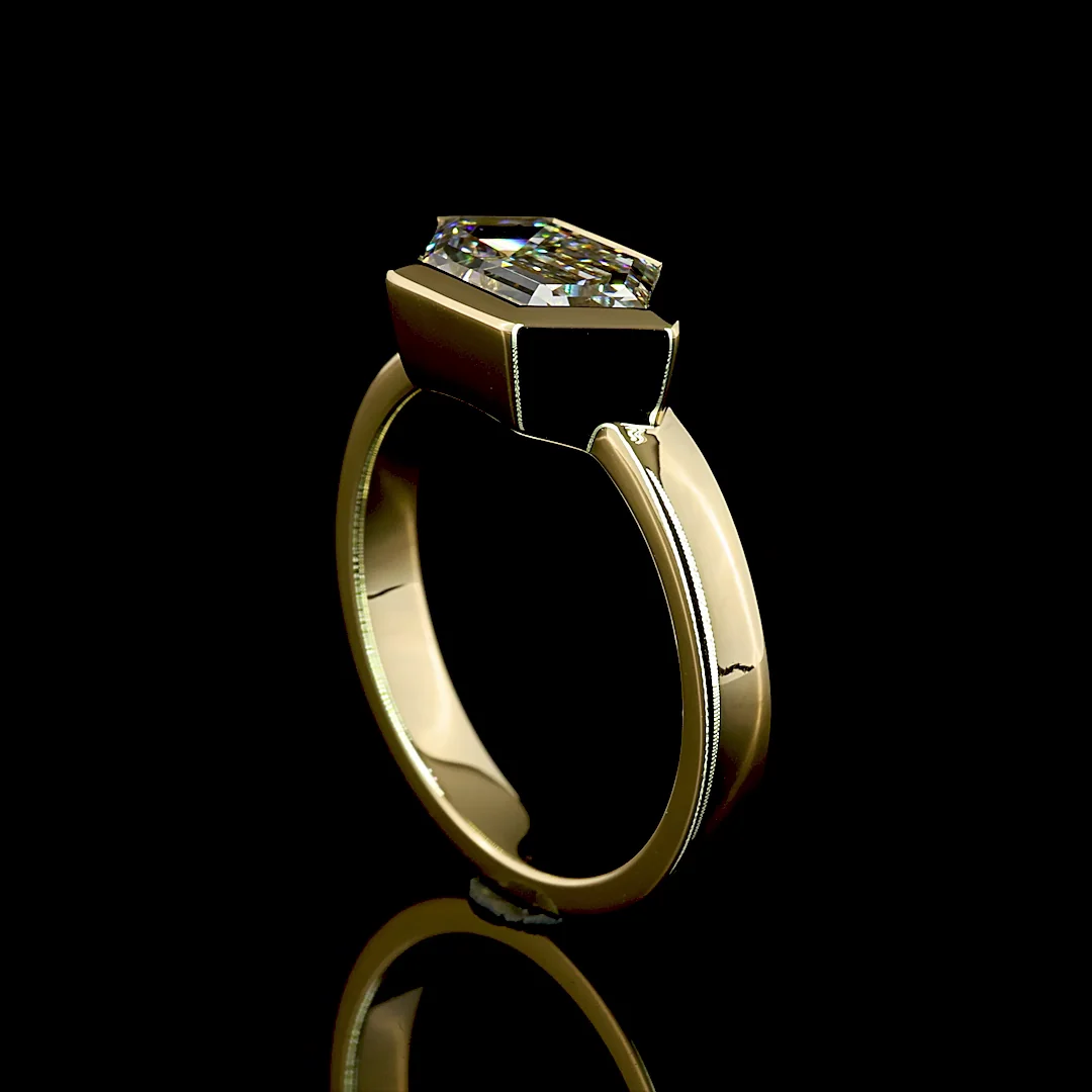 2.13 Cts 14k Yellow Gold Step Marquise Shape Solitaire Ring - Image 2