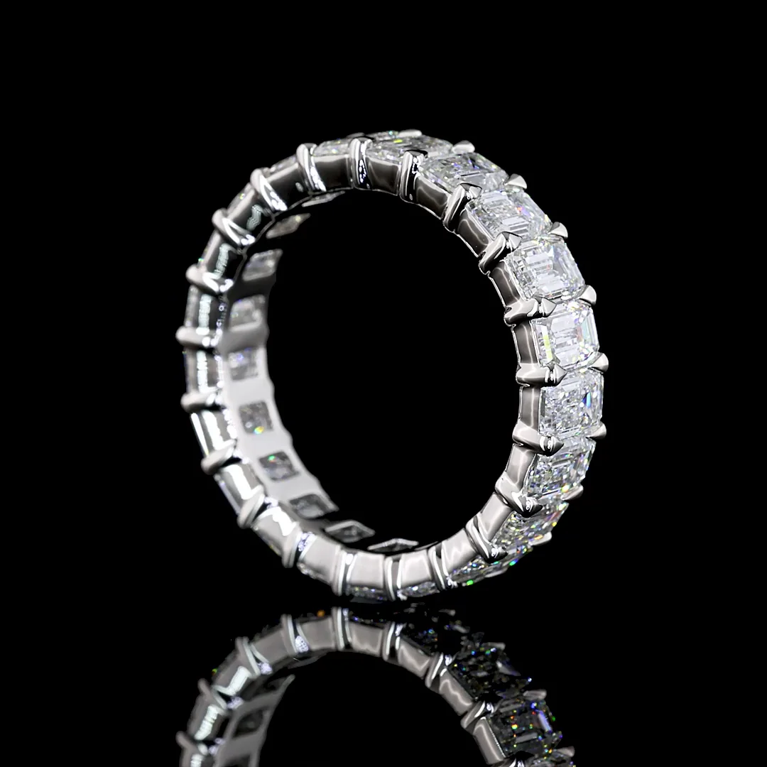 4.24 Cts Platinum Emerald Shape Eternity Band Eternity Band - Image 2