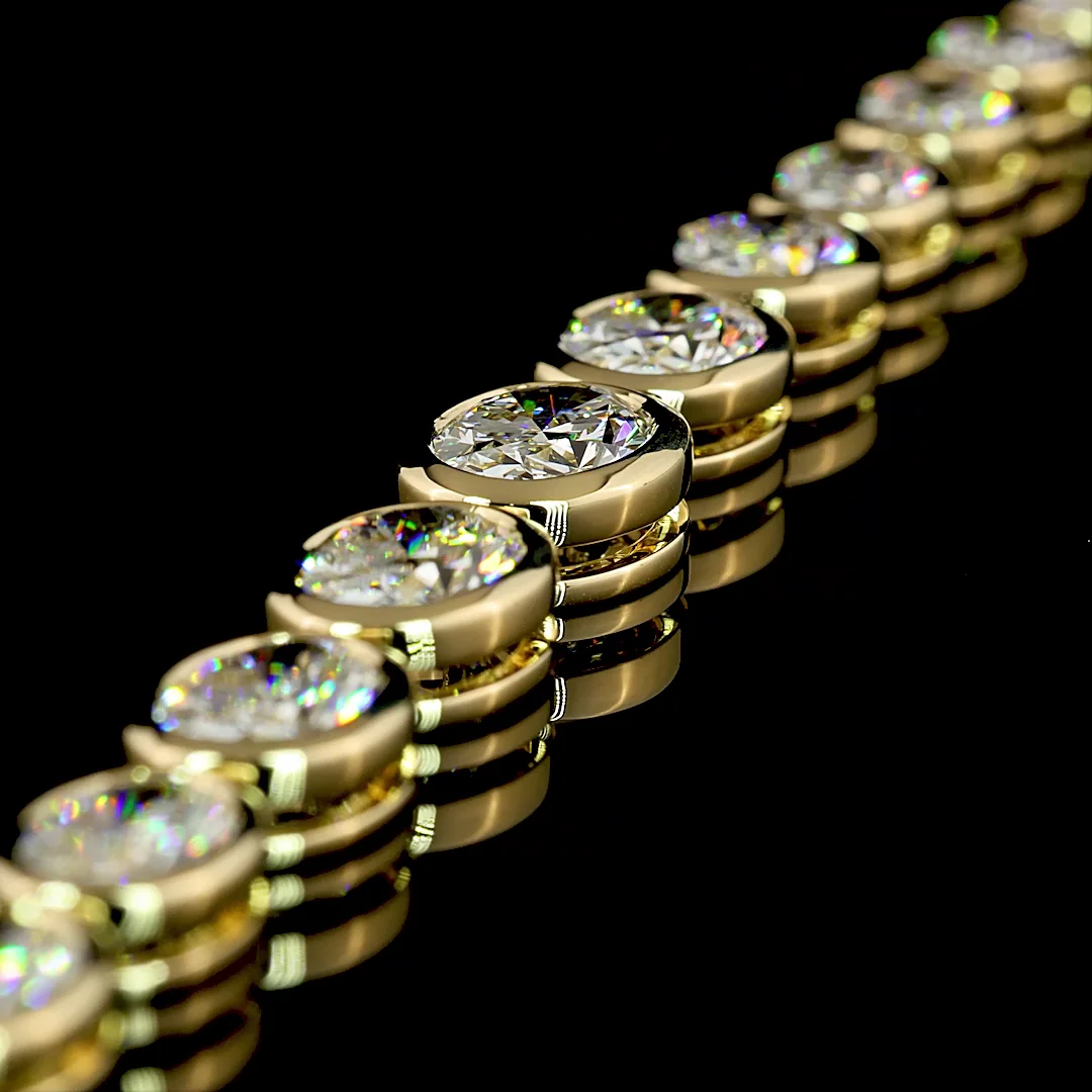 18.28 Cts 14k Yellow Gold Oval Shape Riviera Necklace - Image 4