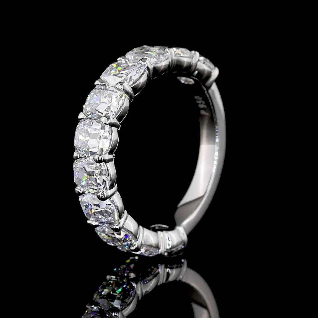 3.07 Cts Platinum Antique Cushion Shape 3/4 Band Eternity Band - Image 4