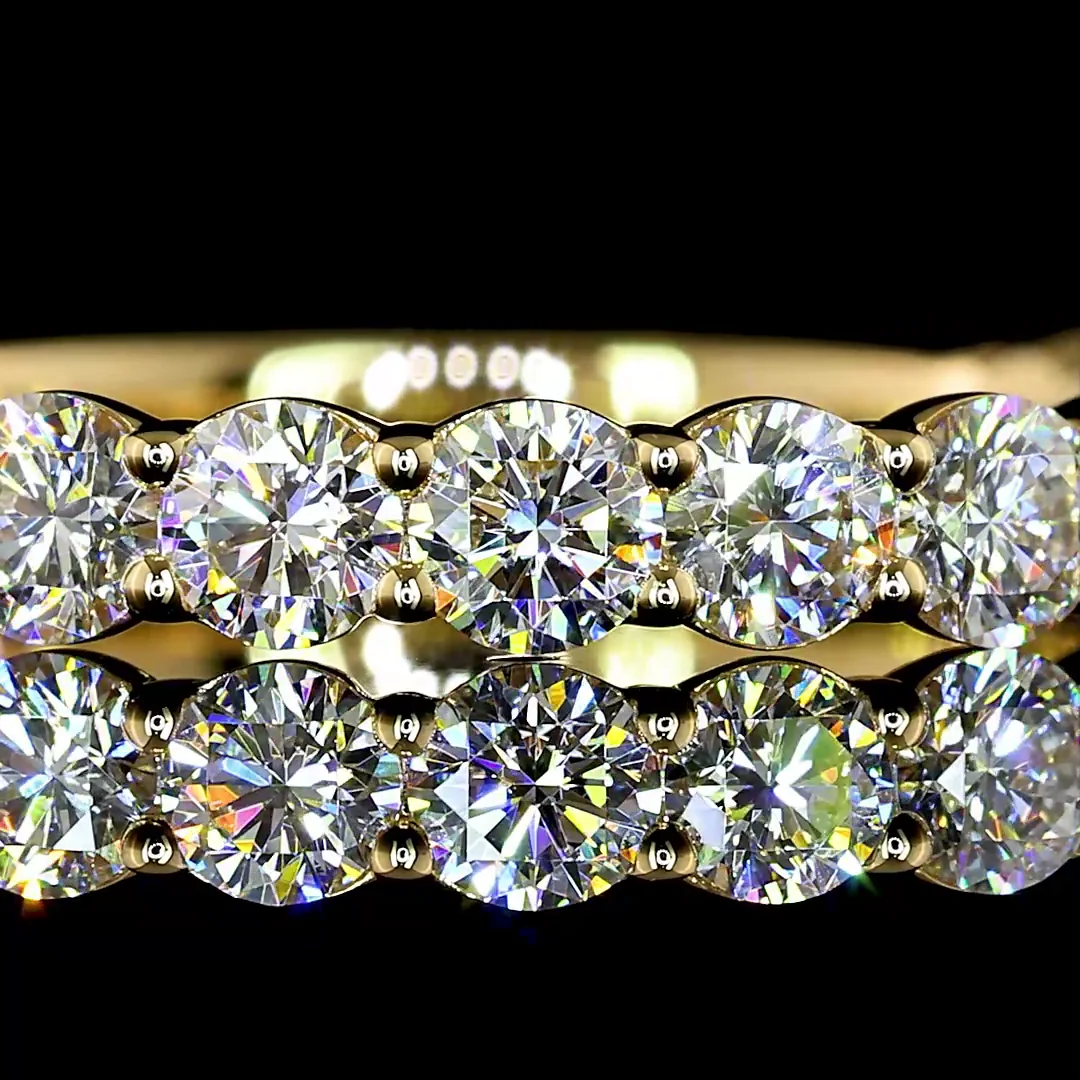 0.99 Cts 18k Yellow Gold Round Shape 3/4 Band Eternity Band - Image 3