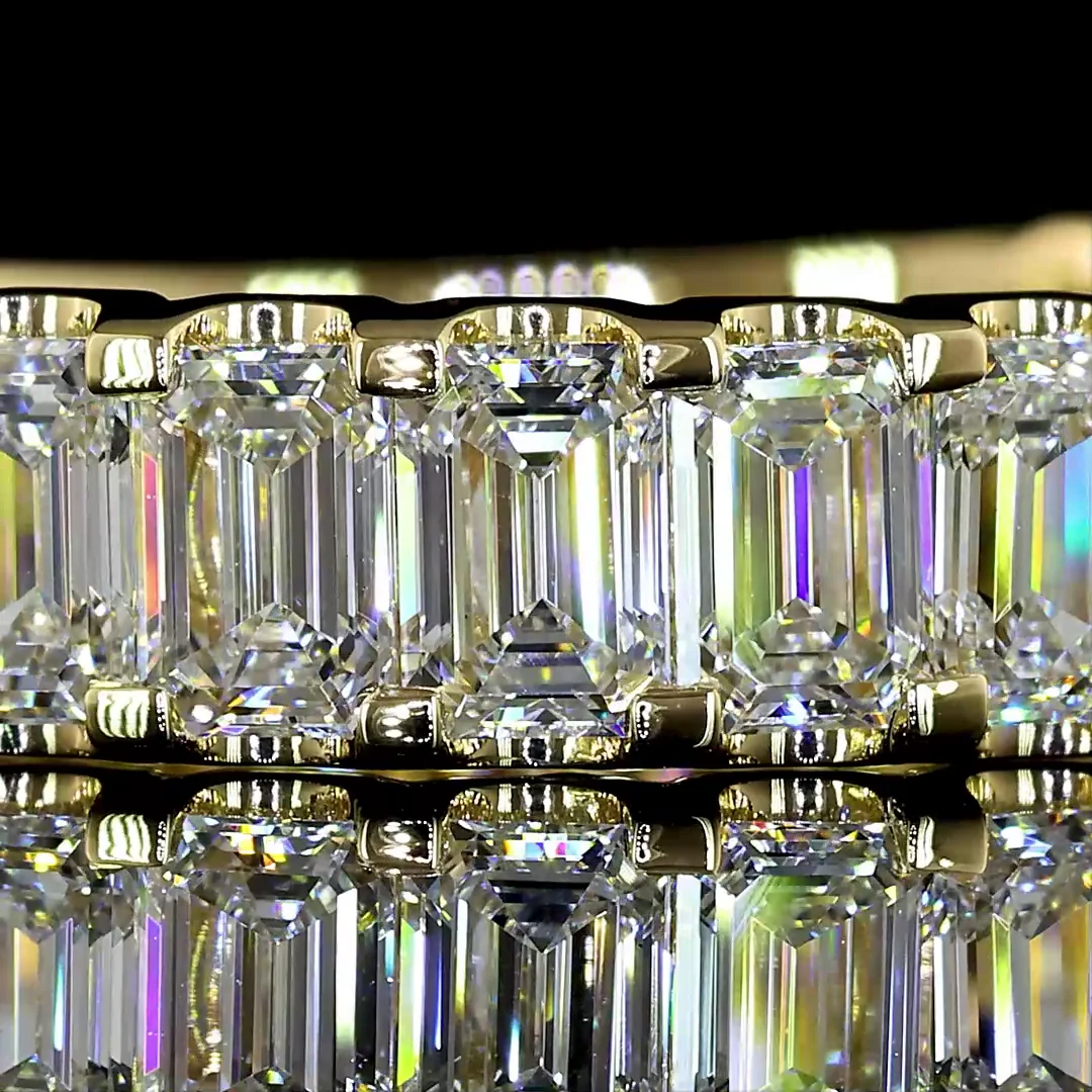 2.54 Cts 14k Yellow Gold Emerald Shape 3/4 Band Eternity Band - Image 3