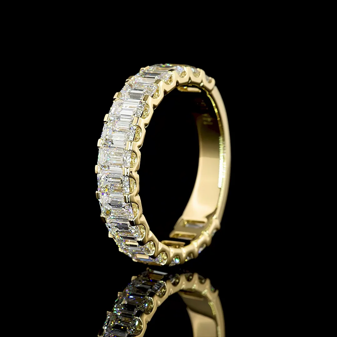 2.54 Cts 14k Yellow Gold Emerald Shape 3/4 Band Eternity Band - Image 4