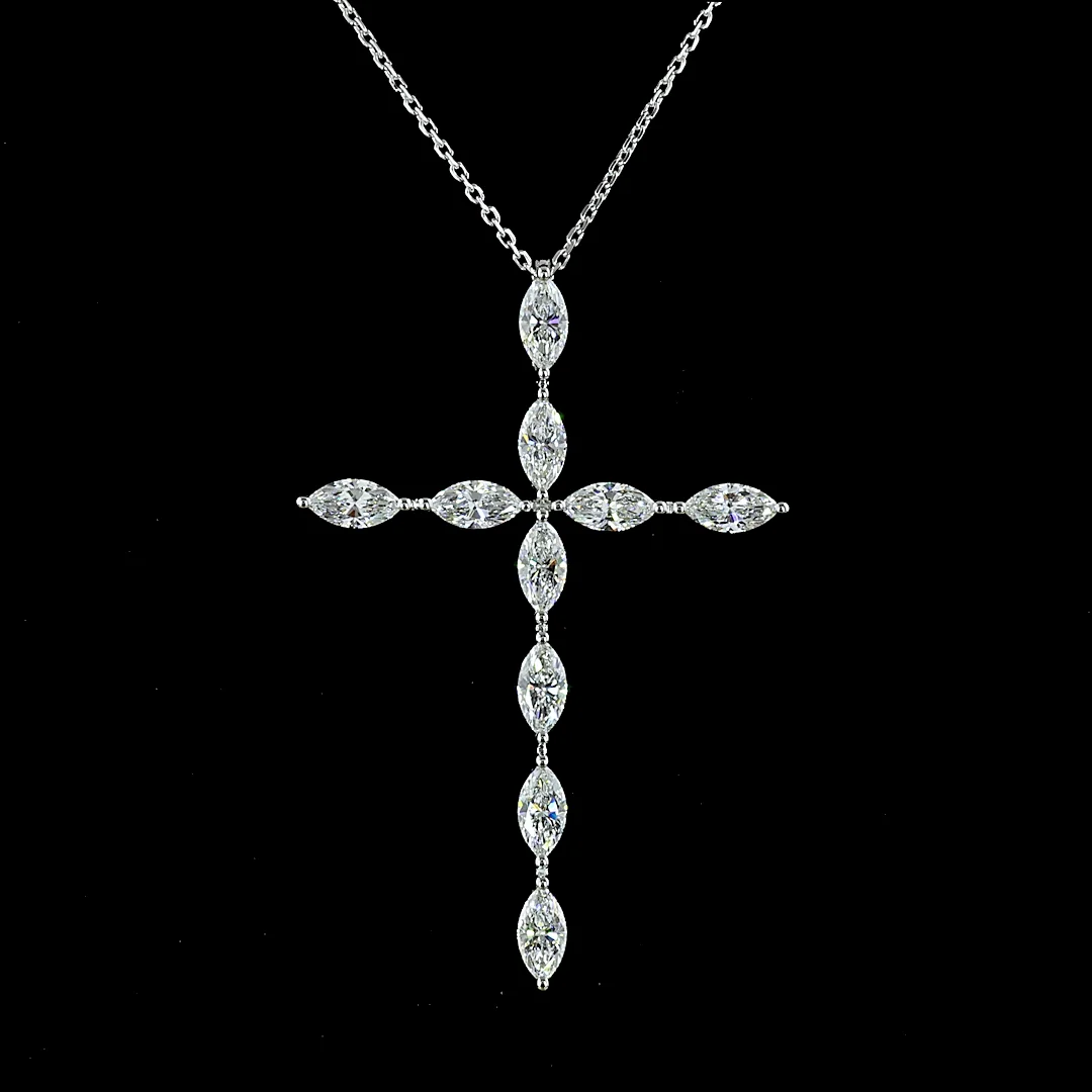 2.03 Cts 14k White Gold Marquise Shape Symbol Pendant - Image 3