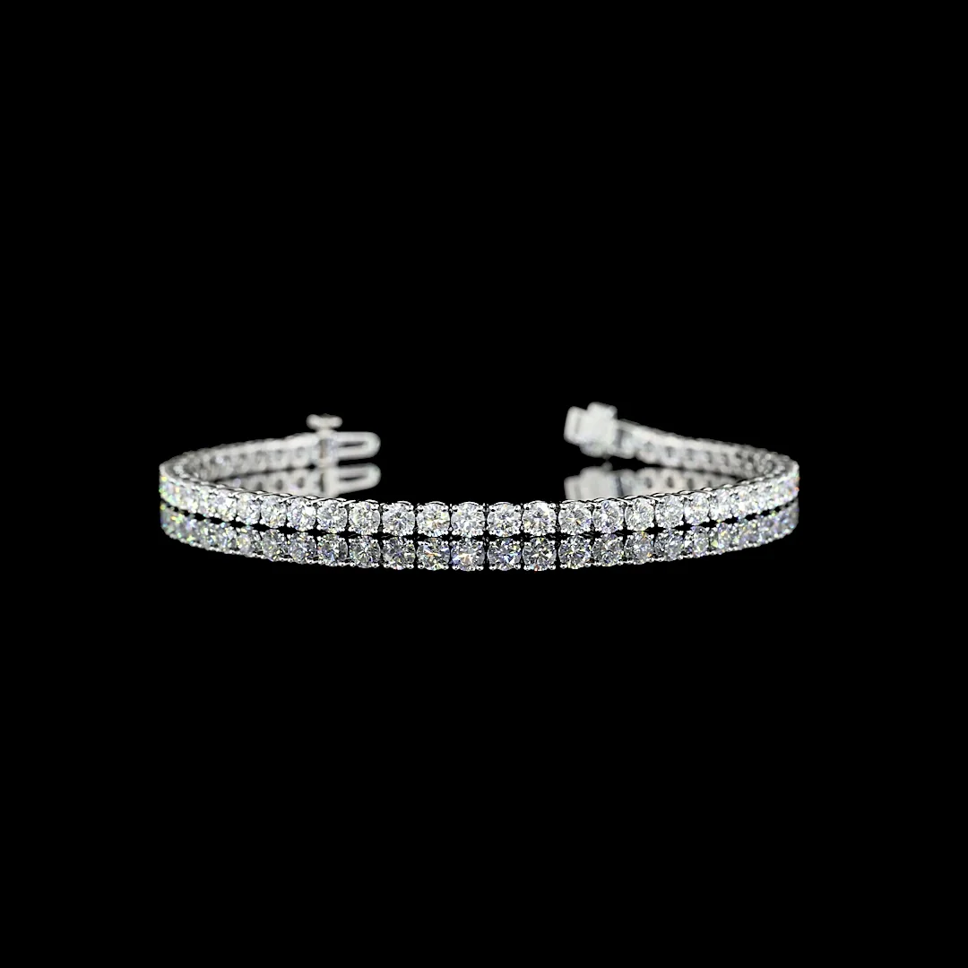 5.32 Cts 14k White Gold - Platinum Round Shape Tennis Bracelet - Video