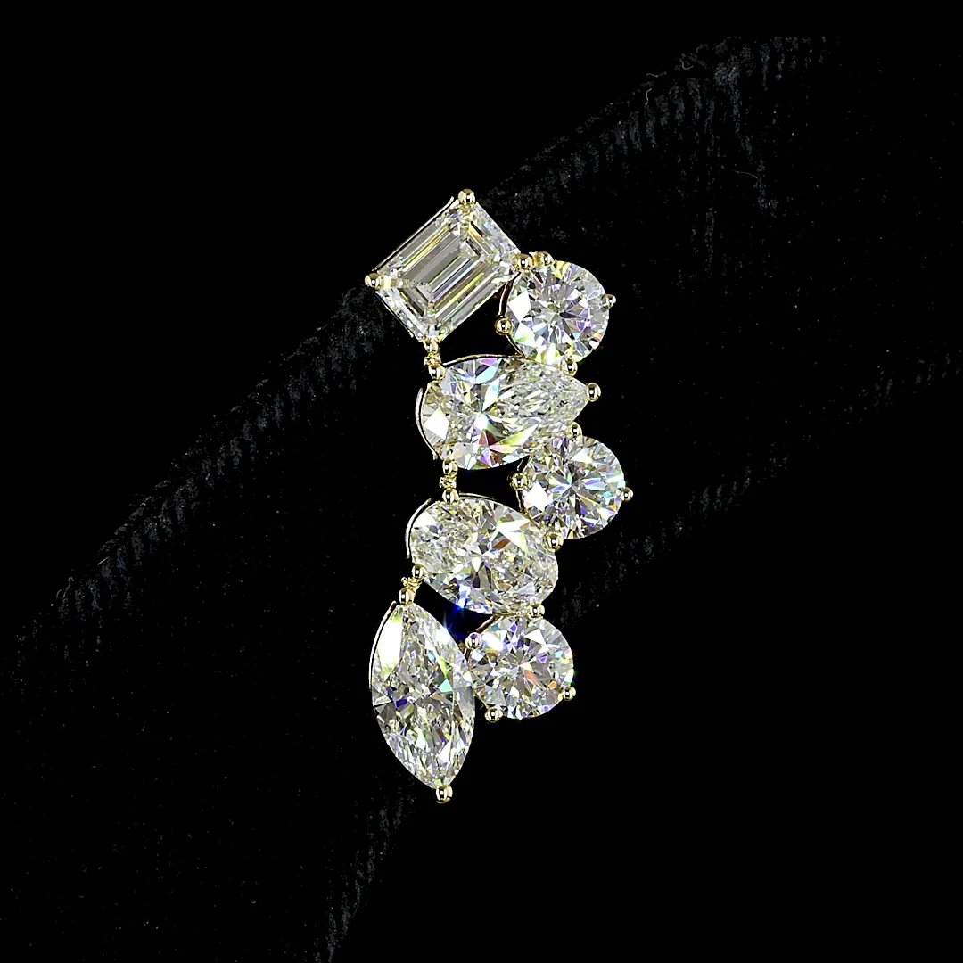 5.88 Cts 14k Yellow Gold Mix Shape Crawler Earring - Image 4