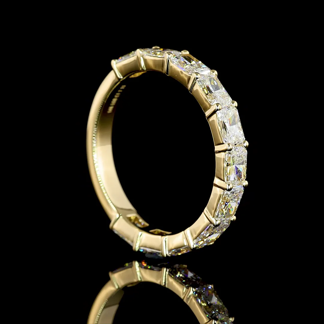 2.33 Cts 14k Yellow Gold Radiant Shape 3/4 Band Eternity Band - Image 2