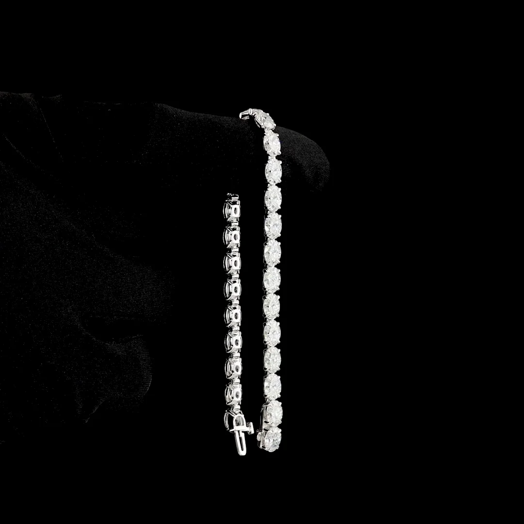 15.04 Cts 14k White Gold Oval Shape Tennis Bracelet - Image 3