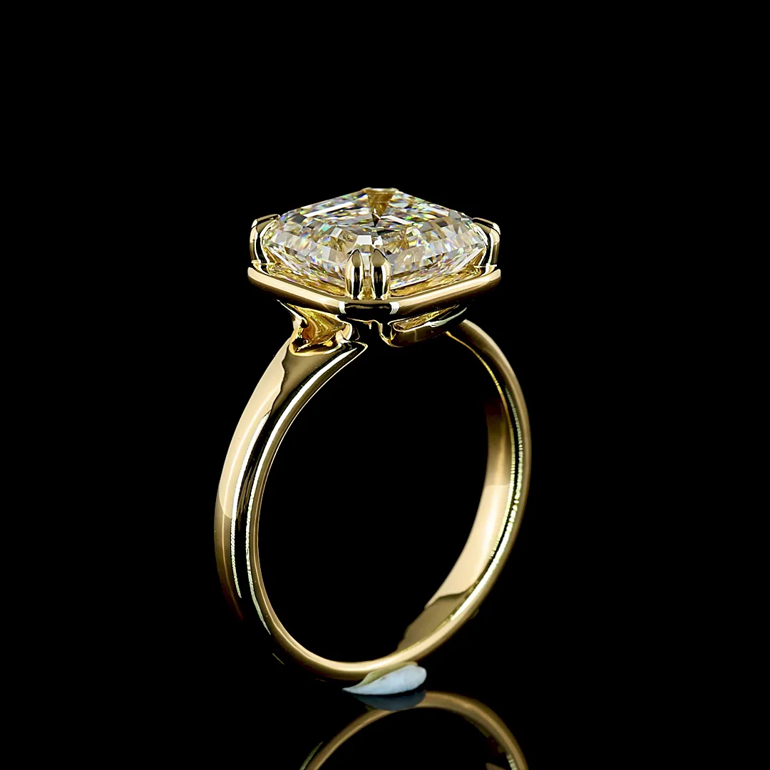 4.18 Cts 14k Yellow Gold Asscher Shape Solitaire Ring - Image 4