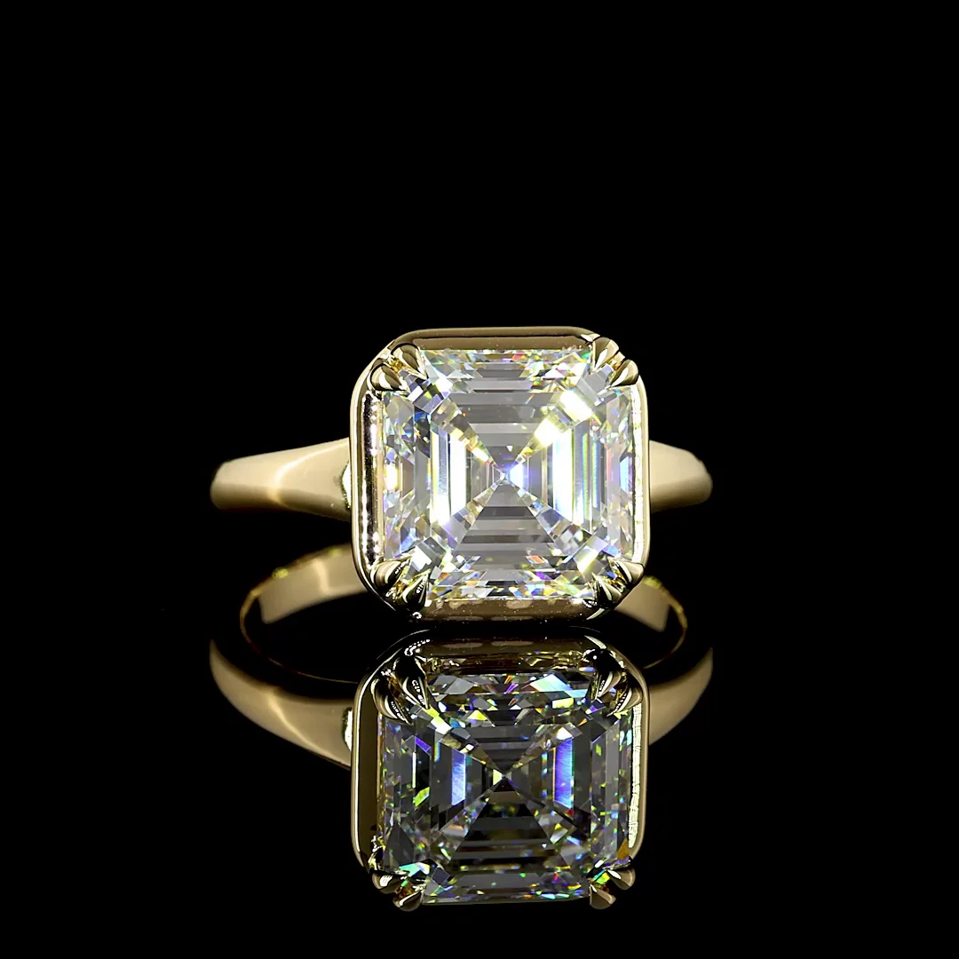 4.18 Cts 14k Yellow Gold Asscher Shape Solitaire Ring - Video