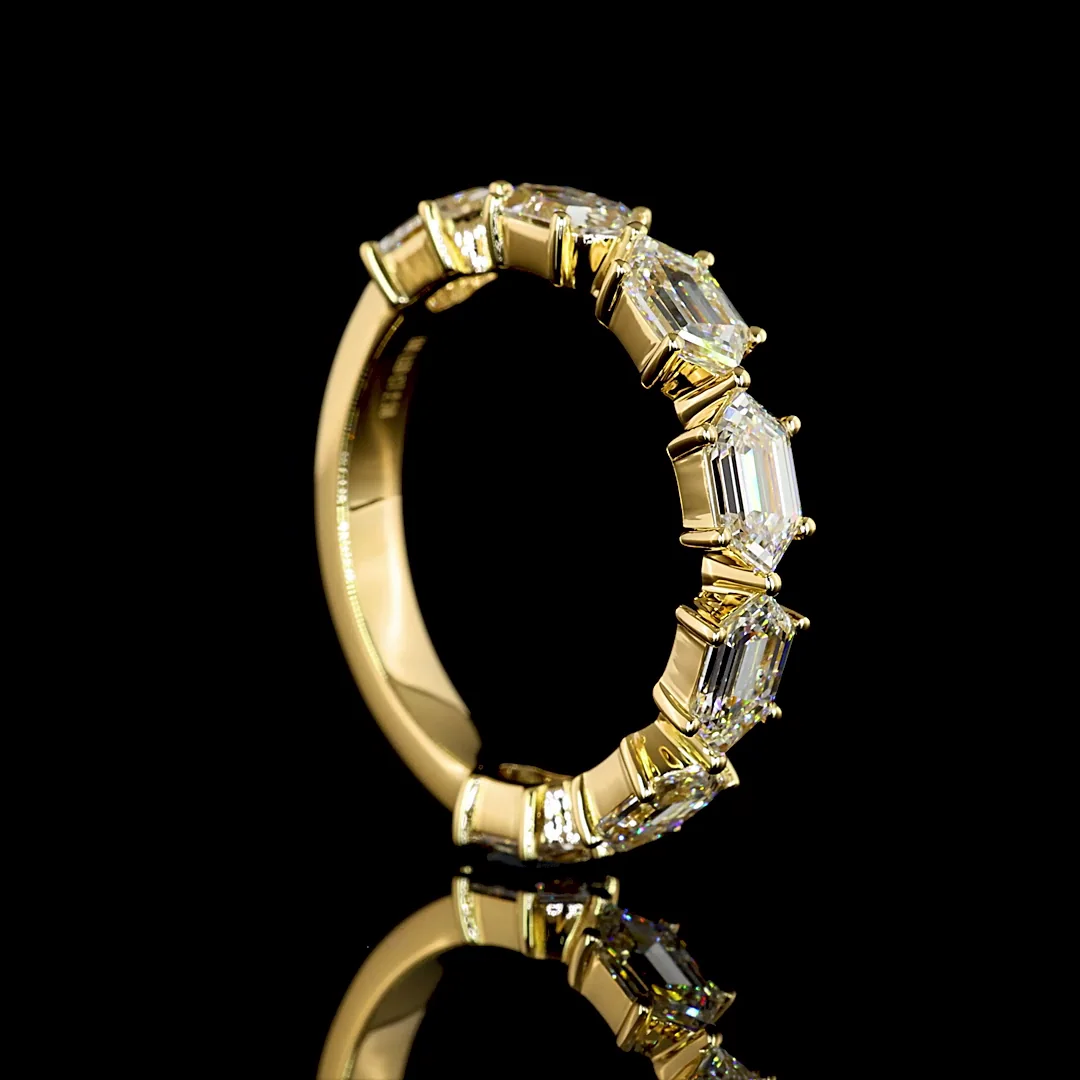 2.58 Cts 18k Yellow Gold Step Marquise Shape 7 Stones Eternity Band - Image 2