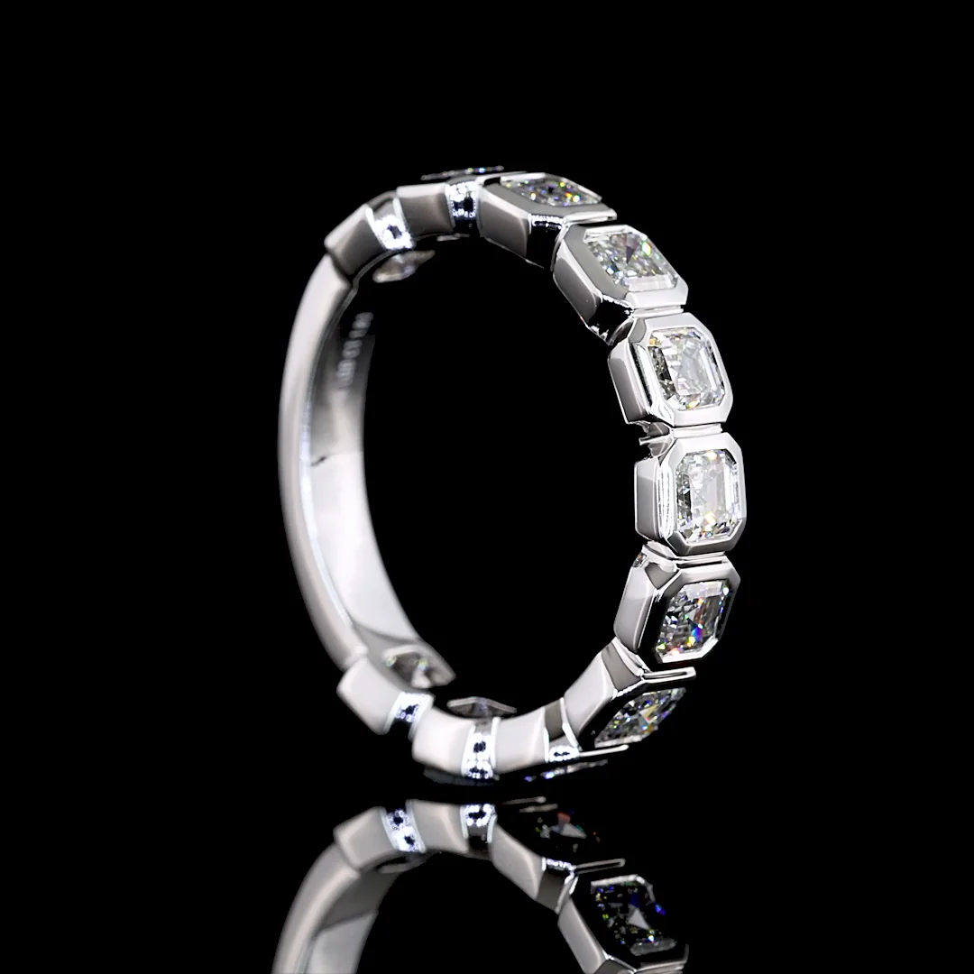 1.83 Cts 14k White Gold Asscher Shape 3/4 Band Eternity Band - Image 2