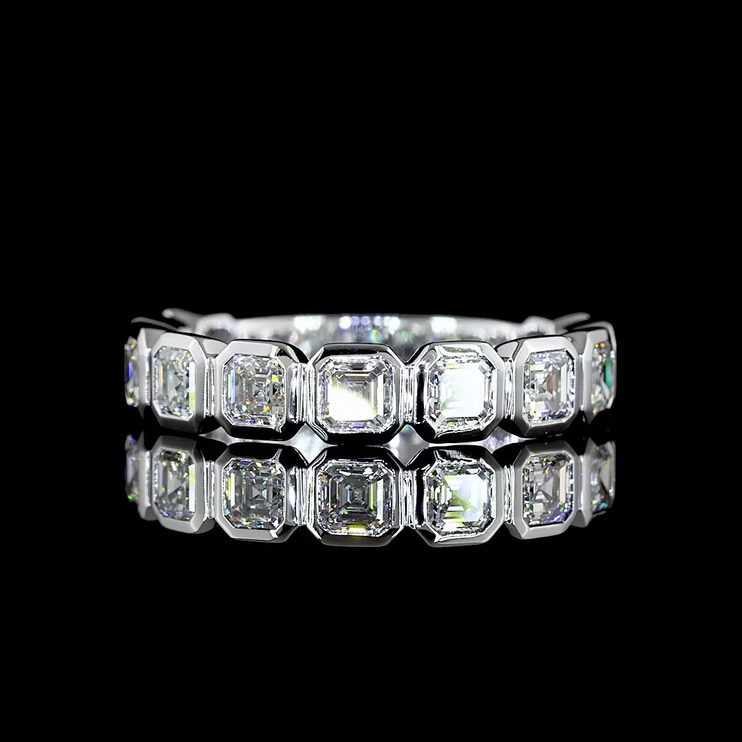 1.83 Cts 14k White Gold Asscher Shape 3/4 Band Eternity Band - Video