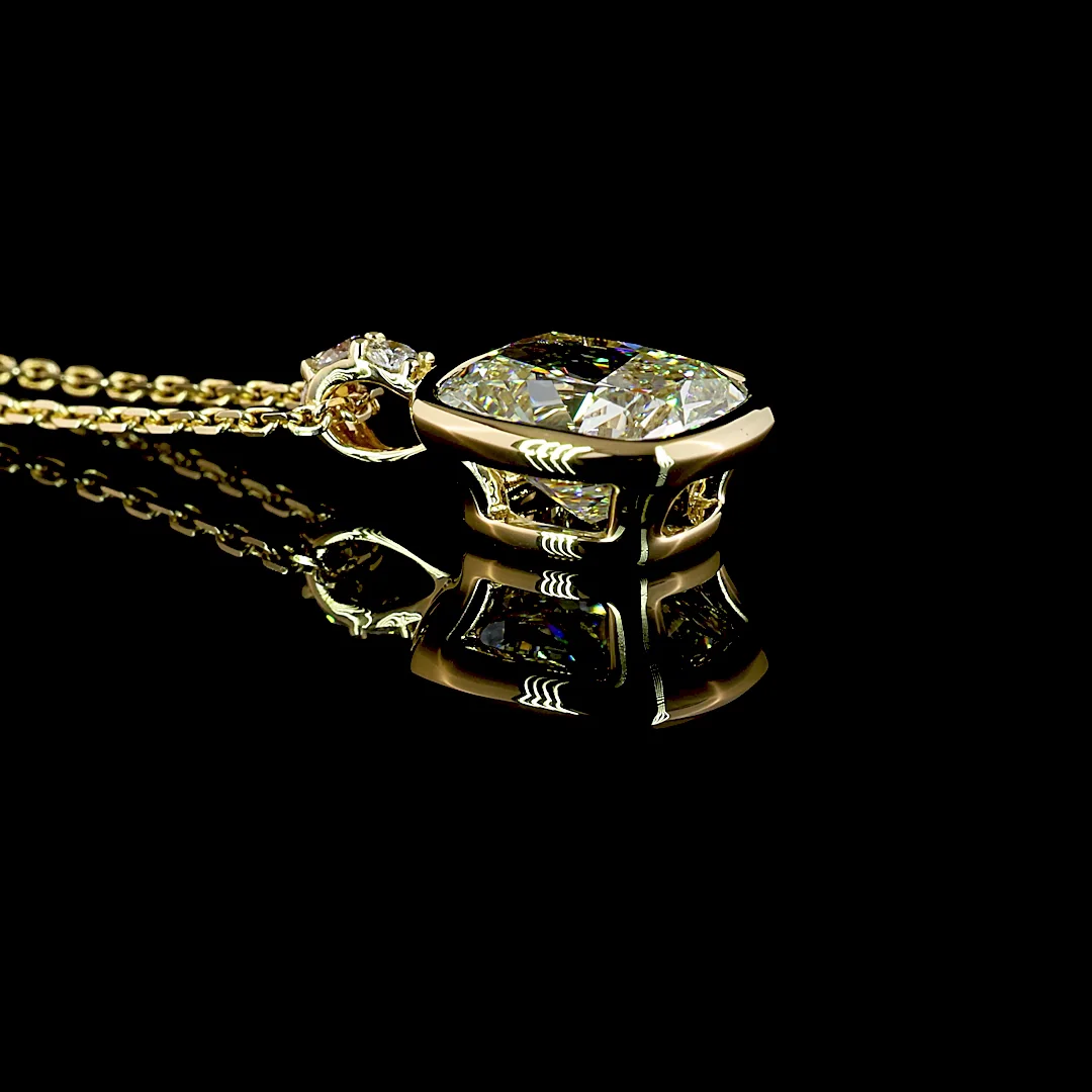 2.36 Cts 14k Yellow Gold Cushion Brilliant Shape Pendant Pendant - Image 2