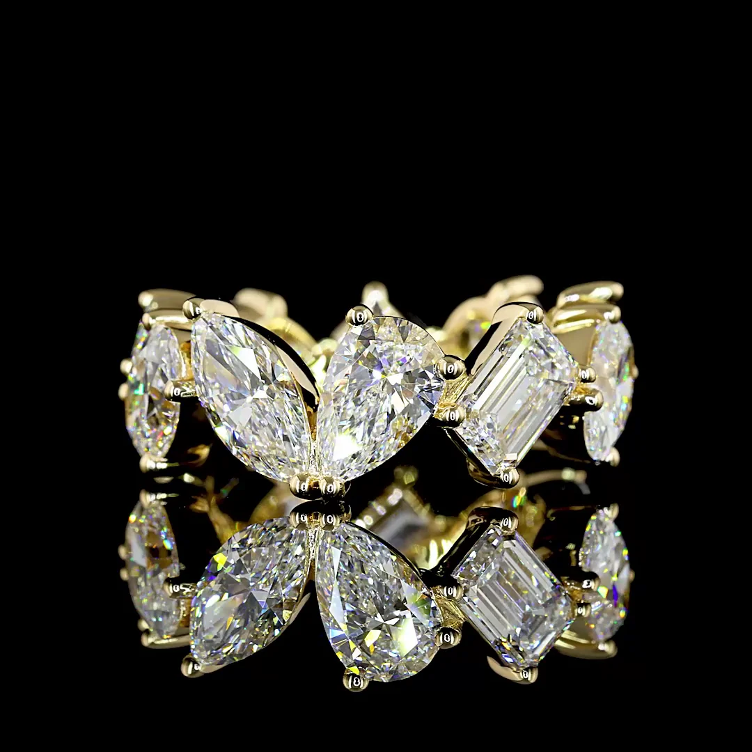 7.03 Cts 14k Yellow Gold Mix Shape Eternity Band Eternity Band - Video