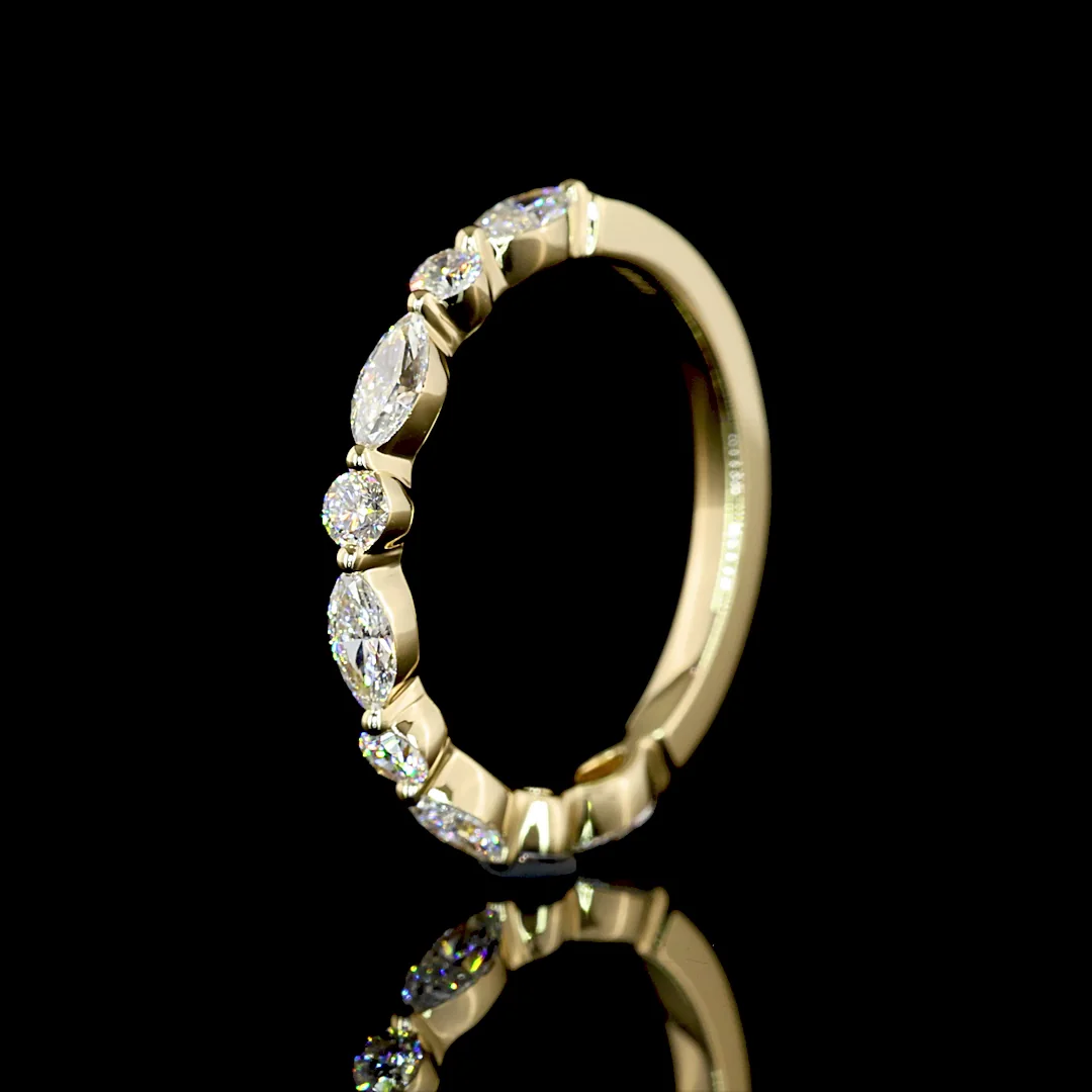 0.53 Cts 14k Yellow Gold Mix Shape 3/4 Band Eternity Band - Image 4