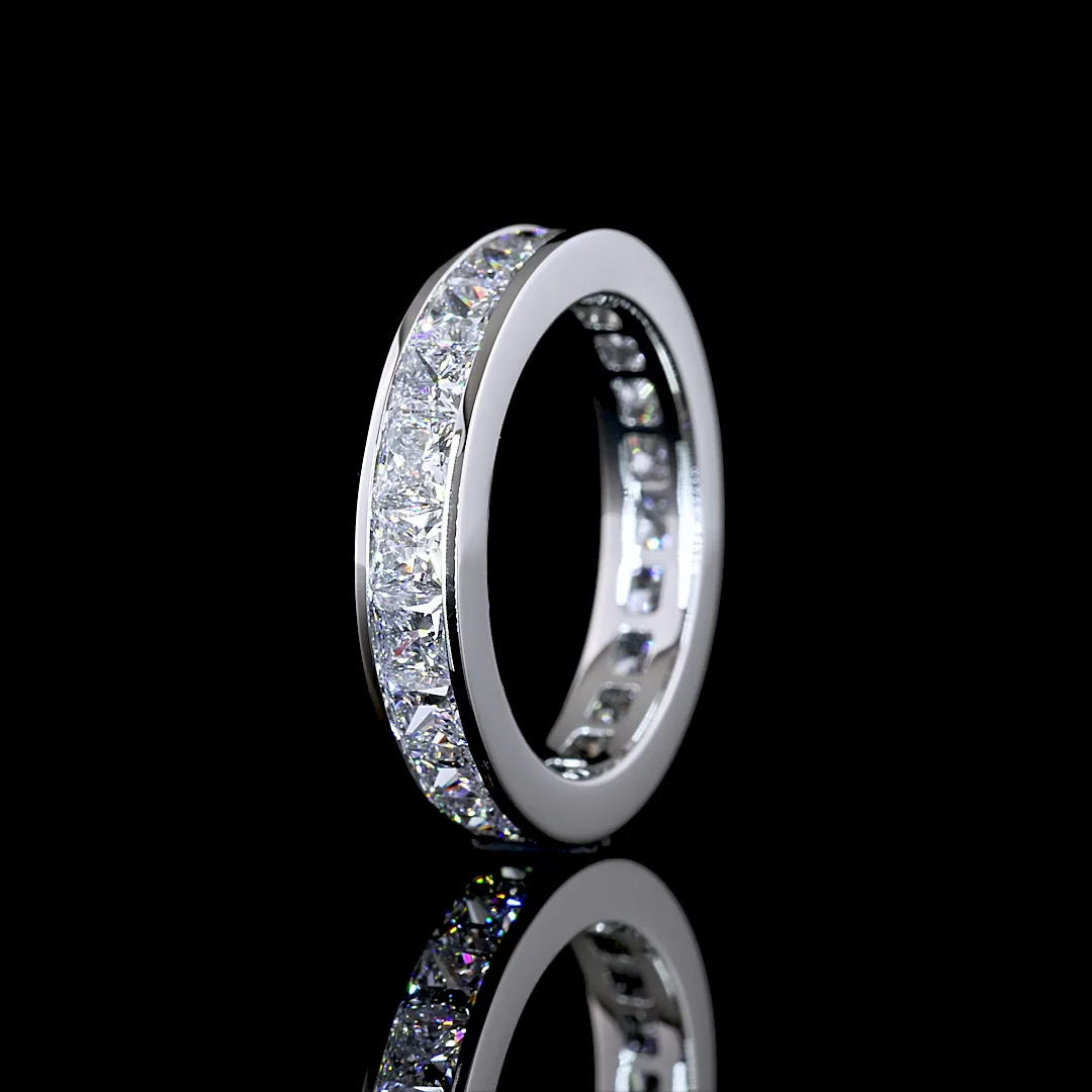 2.93 Cts Platinum Princess Shape Eternity Band Eternity Band - Image 4