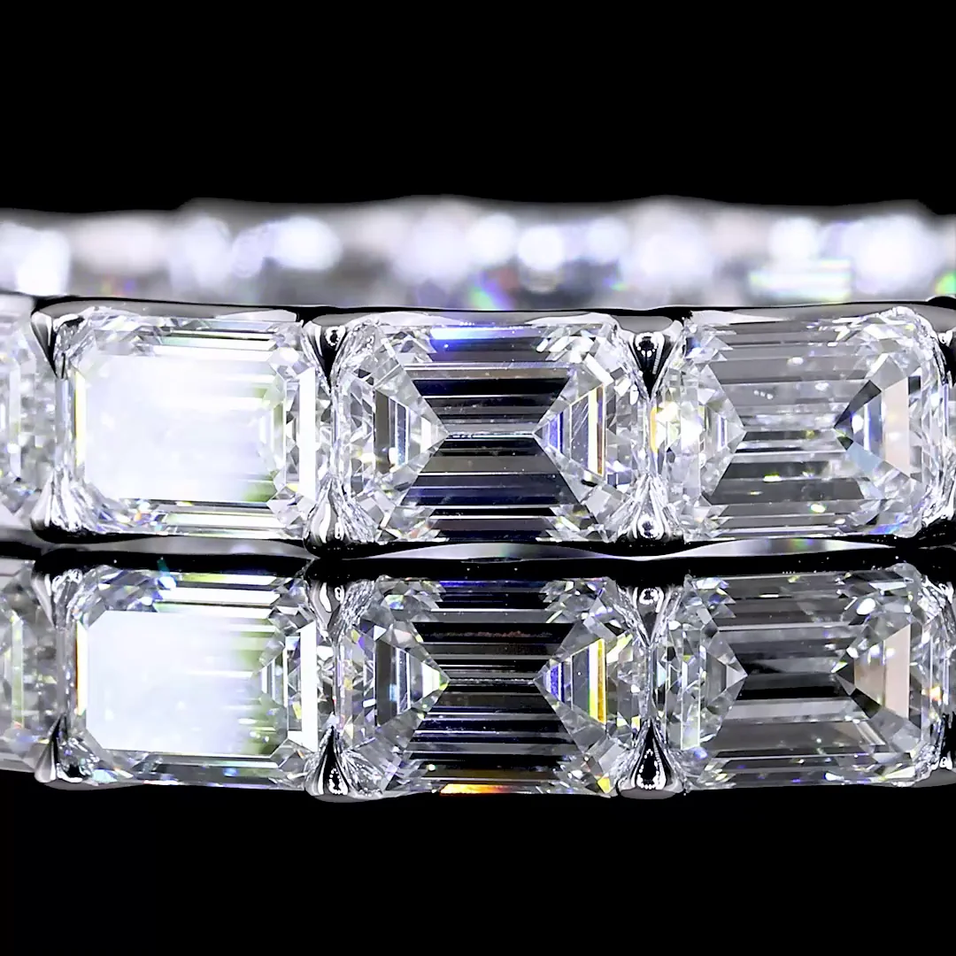 3.55 Cts 14k White Gold Emerald Shape Eternity Band Eternity Band - Image 3