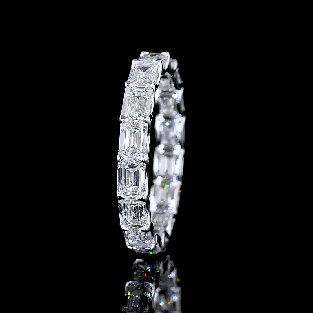3.55 Cts 14k White Gold Emerald Shape Eternity Band Eternity Band - Image 4