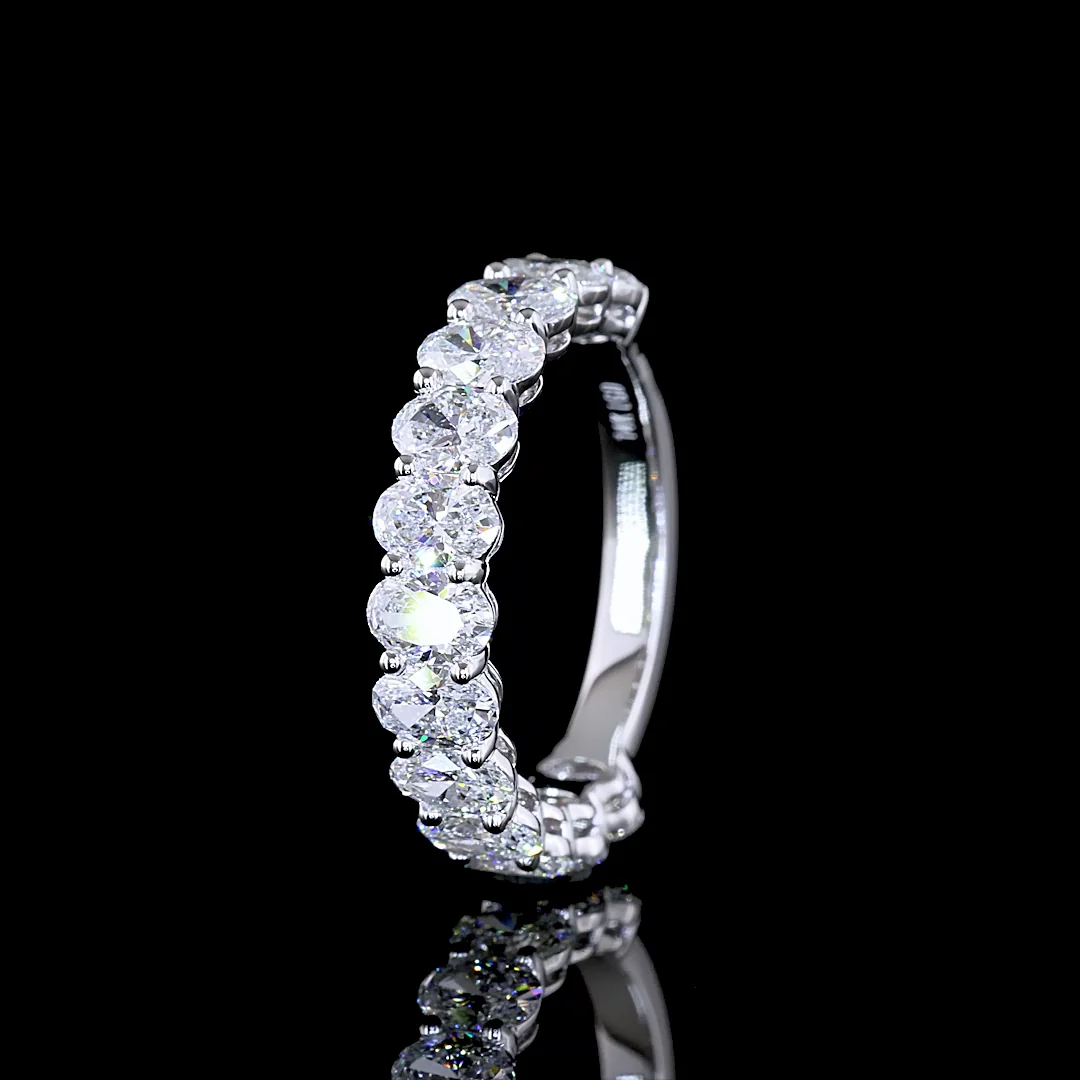 1.91 Cts 14k White Gold Oval Shape 3/4 Band Eternity Band - Image 4