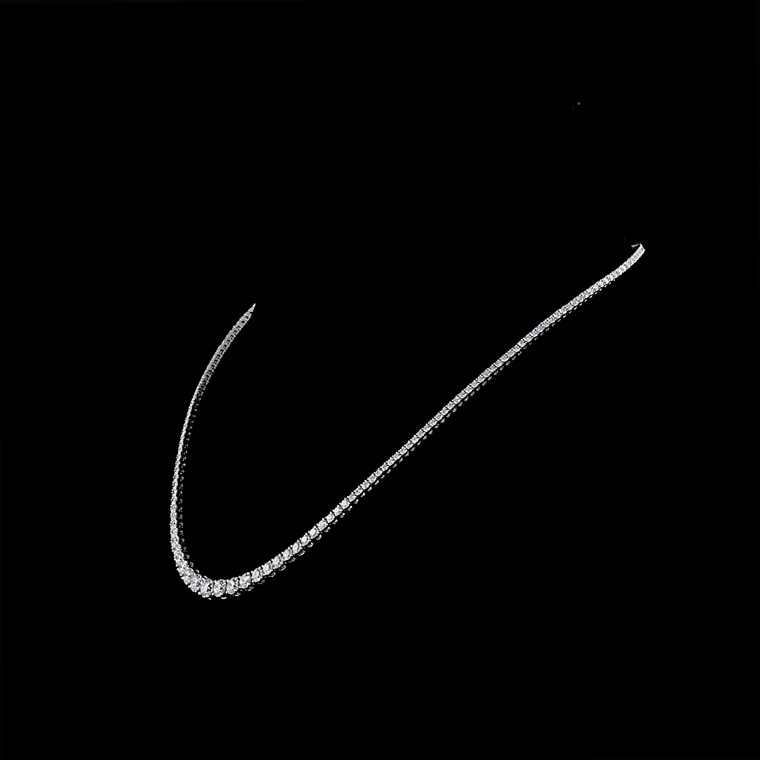 6.97 Cts 14k White Gold Round Shape Riviera Necklace - Image 2